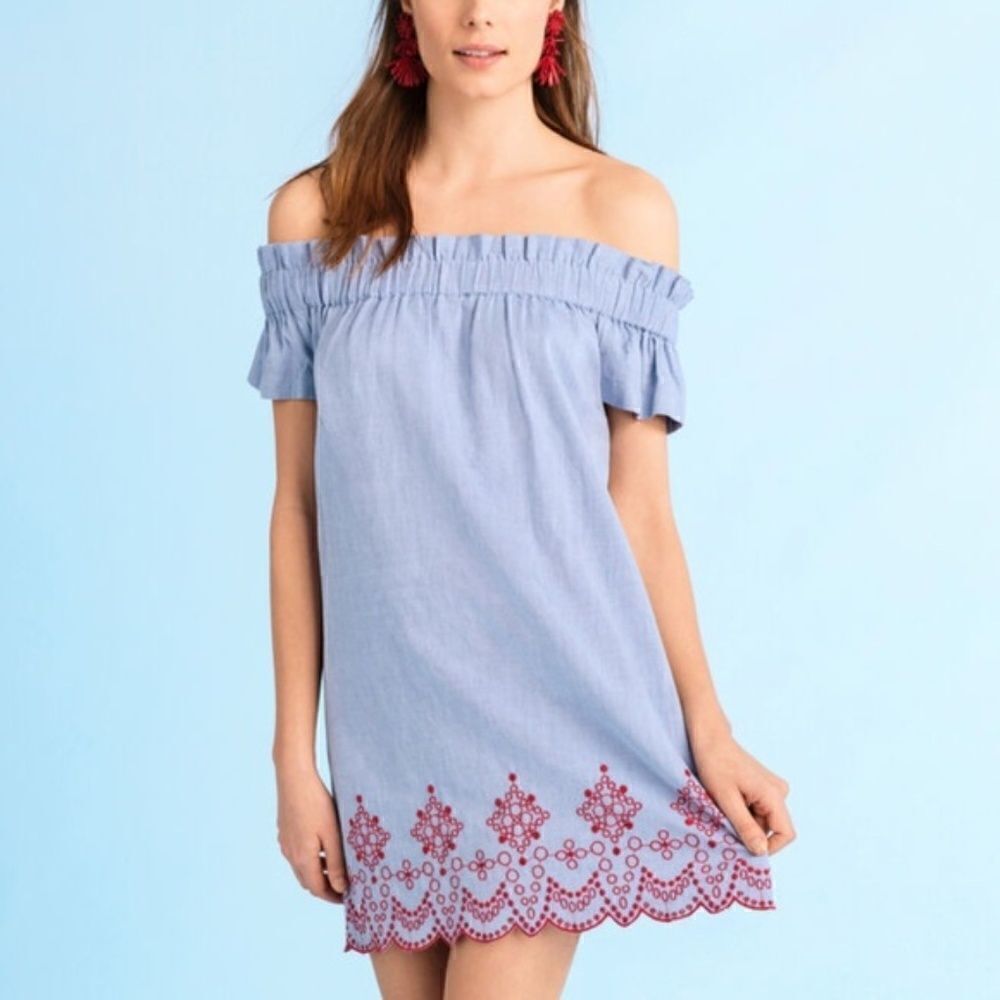 Vineyard Vines Off the Shoulder Embroidered